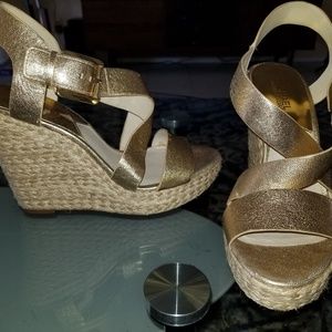 Michael Kors gold wedges